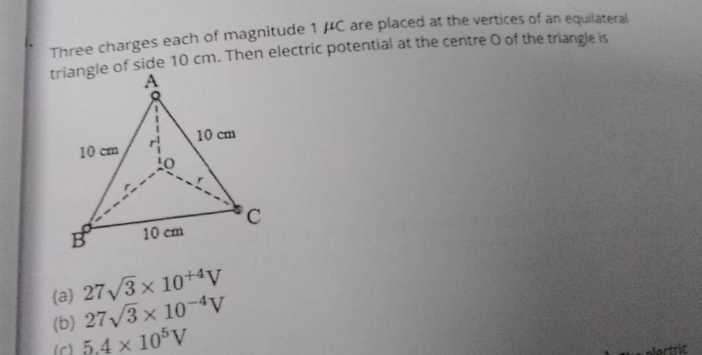 Three Charges Each Of Magnitude C Are Placed At The Vertices Of An Equi