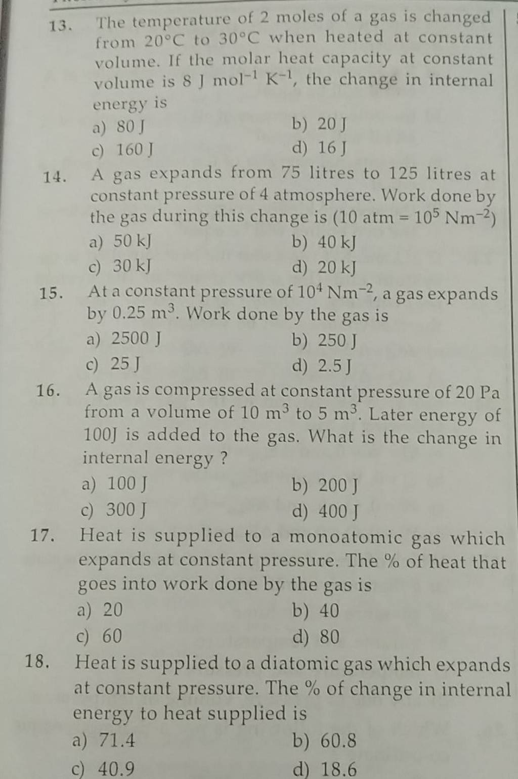 Heat is supplied to a monoatomic gas which expands at constant pressur