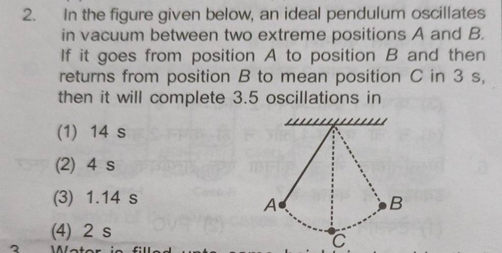 In the figure given below, an ideal pendulum oscillates in vacuum between..