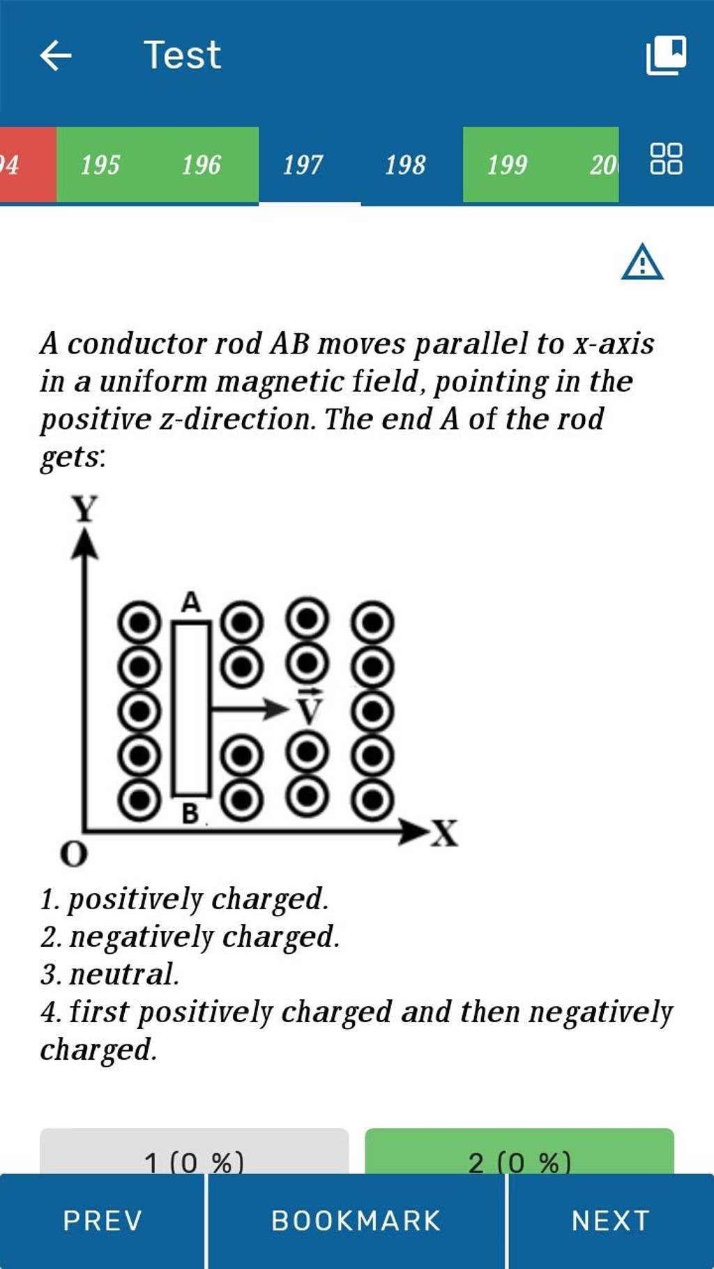 A conductor rod AB moves parallel to xaxis in a uniform field,