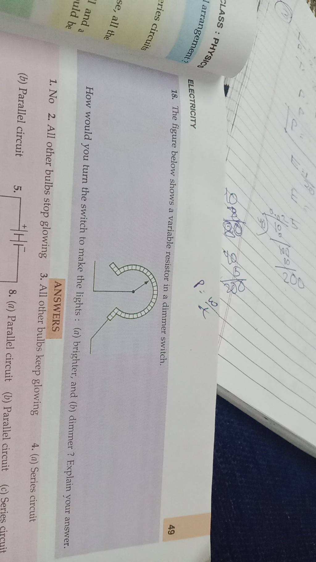 49 18. The figure below shows a variable resistor in a dimmer switch. How..