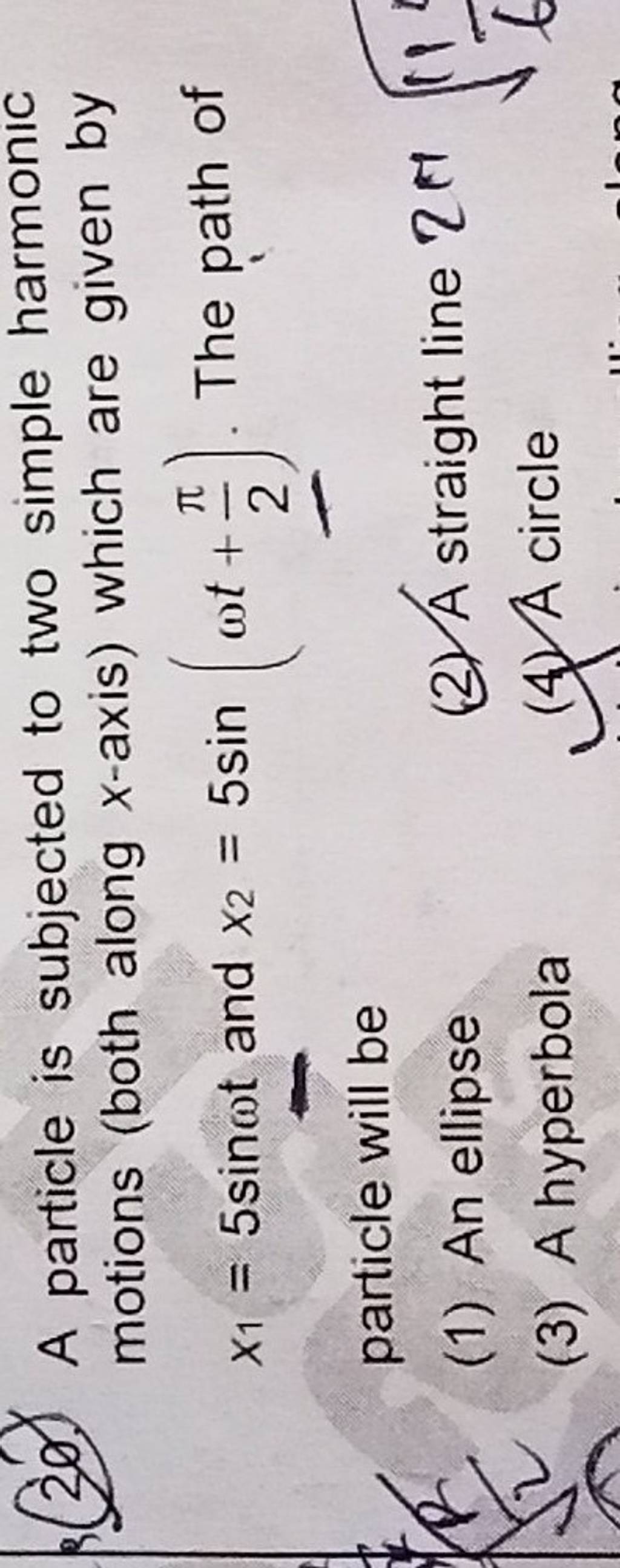 A Particle Is Subjected To Two Simple Harmonic Motions Both Along X Axis