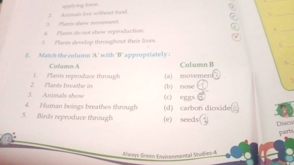 Match The Column 'A' With 'B' Appropriately: Column A Column B | Filo