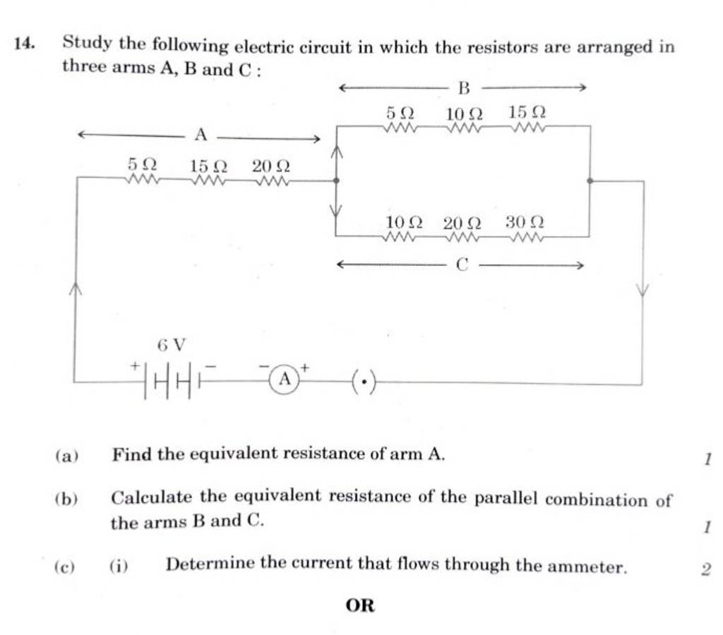 14. Study the following electric circuit in which the resistors are arran..