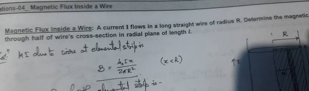 Magnetic Flux Inside A Wire A Current I Flows In A Long Straight Wire Of 2684