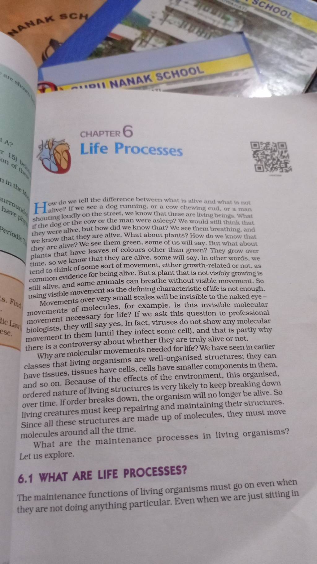 CHAPTER 6 Life Processes Tow do we tell the difference between what is al..