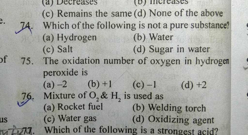 oxidation number of oxygen in hydrogen peroxide