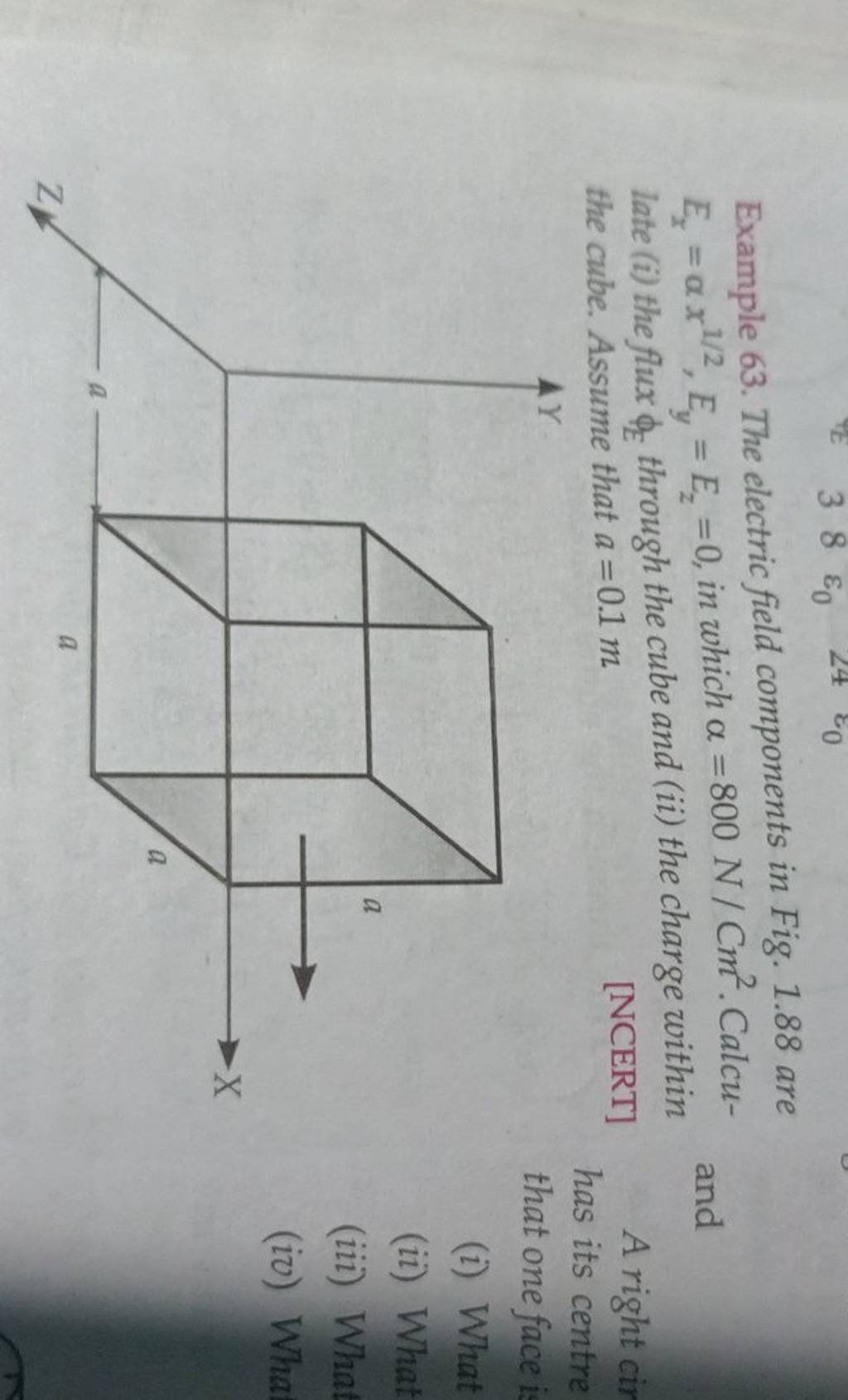 Example 63. The electric field components in Fig. 1.88 are Ex =αx1/2,Ey