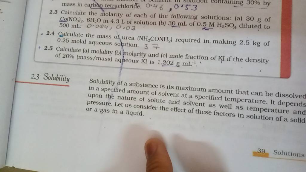 2 3 Calculate The Molarity Of Each Of The Following Solutions A 30 G O 2 3 Calculate The Molarity Of Each Of The Following Solutions A 30 G O