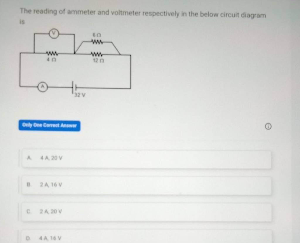 The reading of ammeter and voltmeter respectively in the below circuit di..