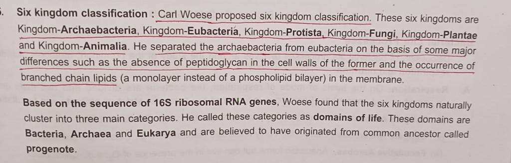 Six kingdom classification : Carl Woese proposed six kingdom classificati..