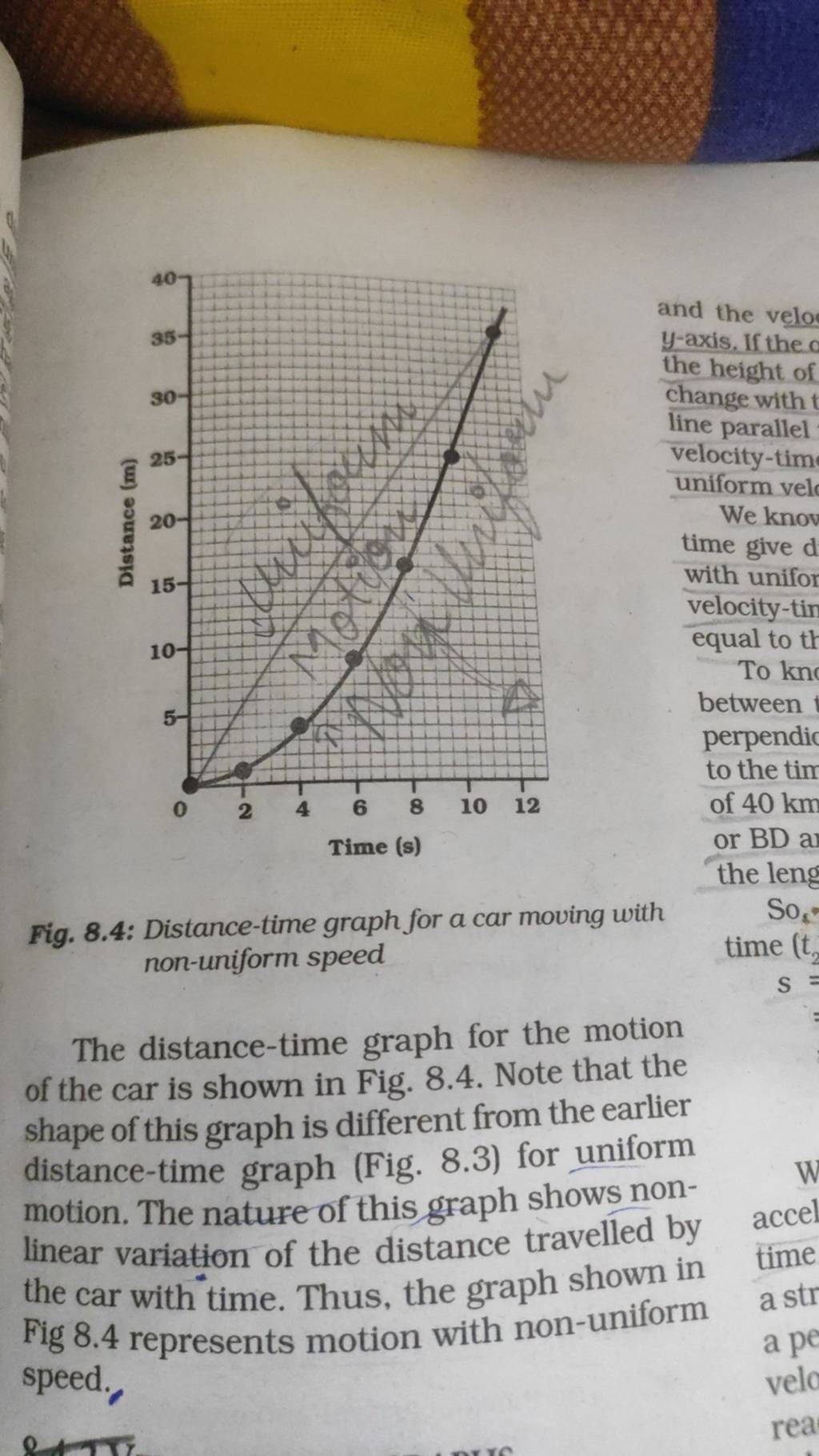 fig-8-4-distance-time-graph-for-a-car-moving-with-non-uniform-speed