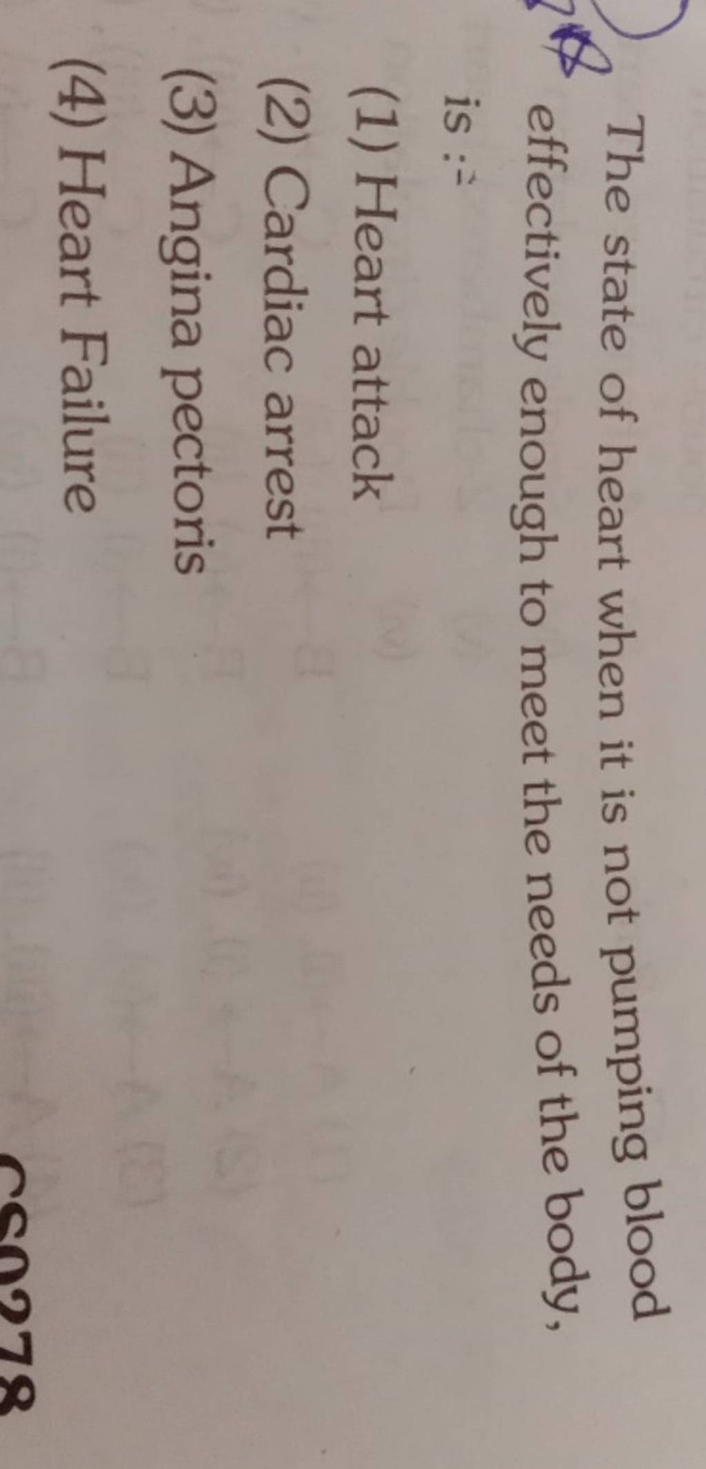 The state of heart when it is not pumping blood effectively enough to mee..