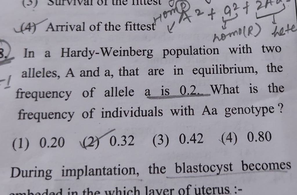 In a HardyWeinberg population with two alleles, A and a, that are in equ..