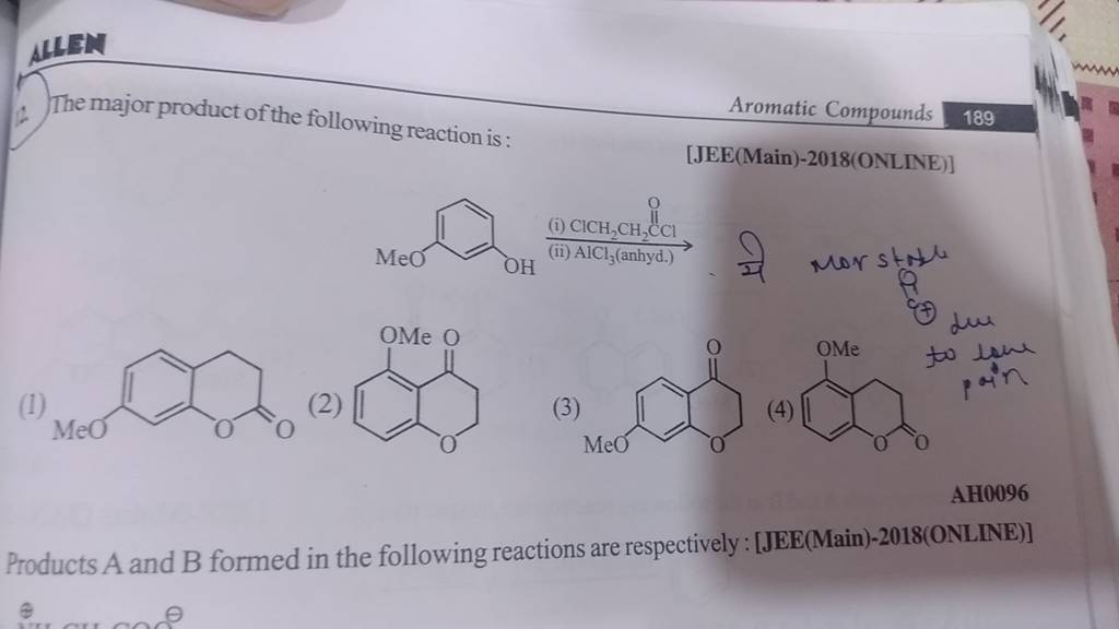 6 The Major Product Of The Following Reaction Is Aromatic Compounds 18