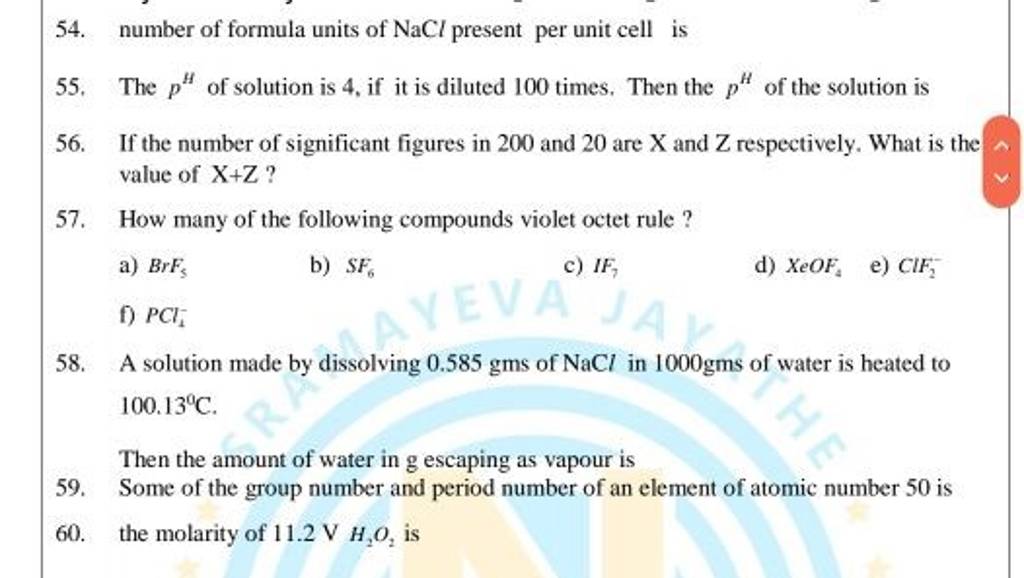 Number of formula units of nacl present per unit cell is 55 the ph of so 