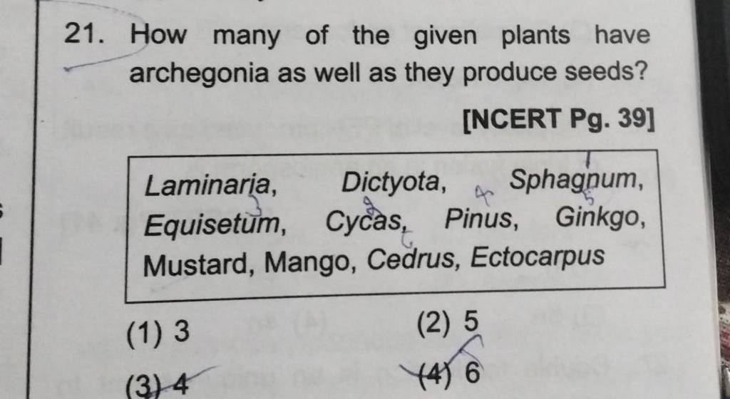 How many of the given plants have archegonia as well as they produce seed..