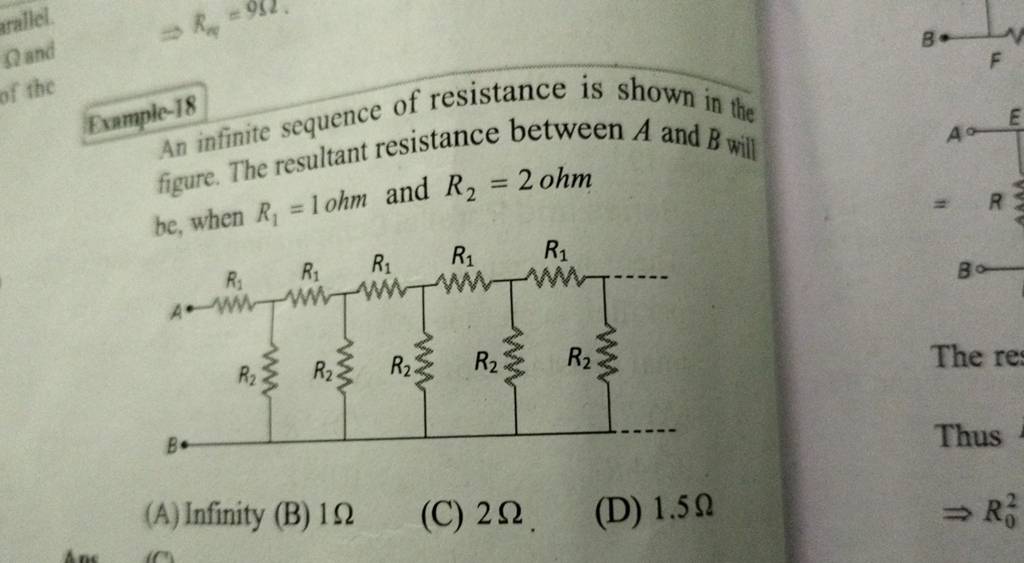 Example18 An infinite sequence of resistance is shown in the figure. The..