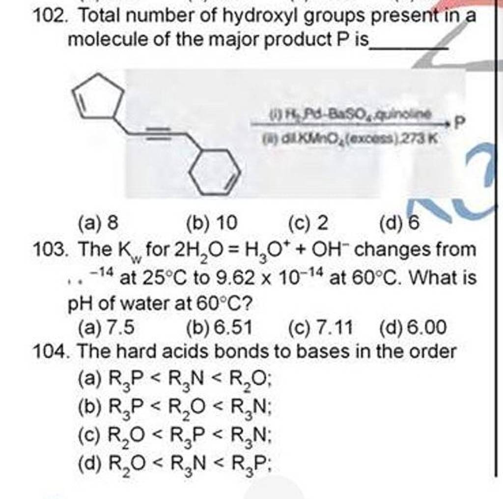 The hard acids bonds to bases in the order Filo