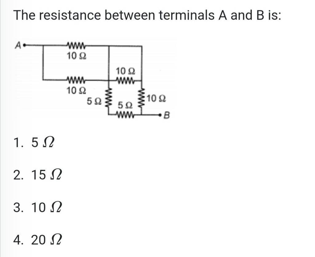 The resistance between terminals A and B is Filo