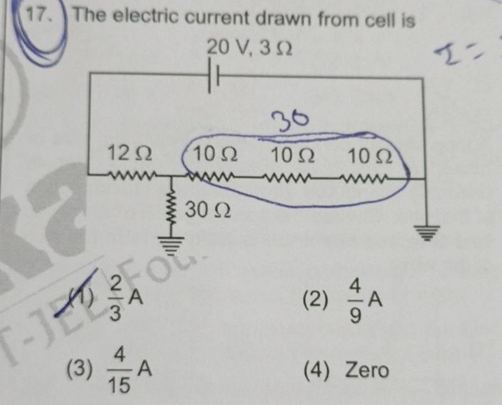 The electric current drawn from cell is | Filo