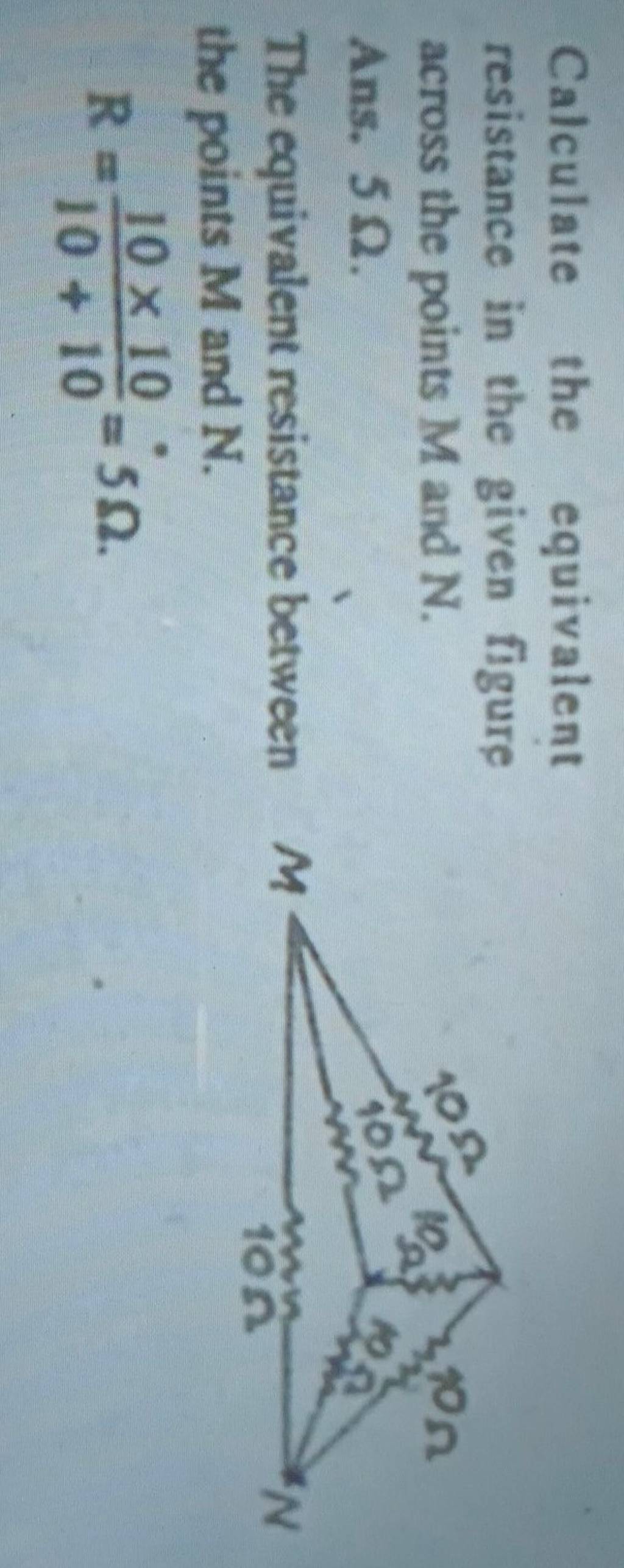 Calculate the equivalent resistance in the given figure across the points..