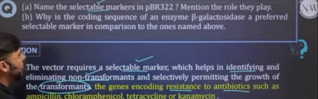 (a) Name the selectable markers in pBR322? Mention the role they play.