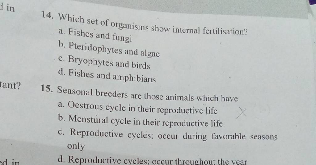 Seasonal breeders are those animals which have Filo