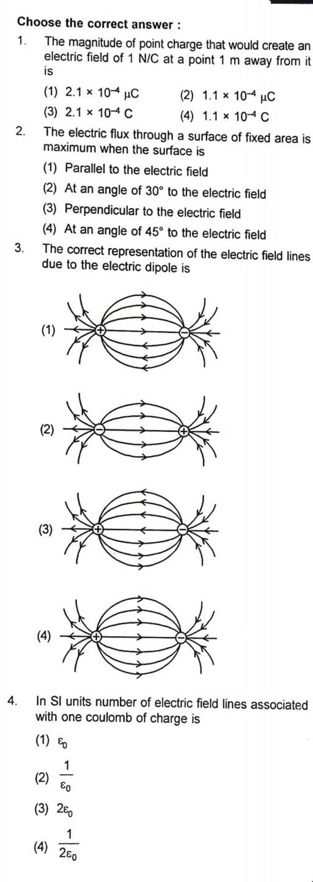The correct representation of the electric field lines due to the electri..