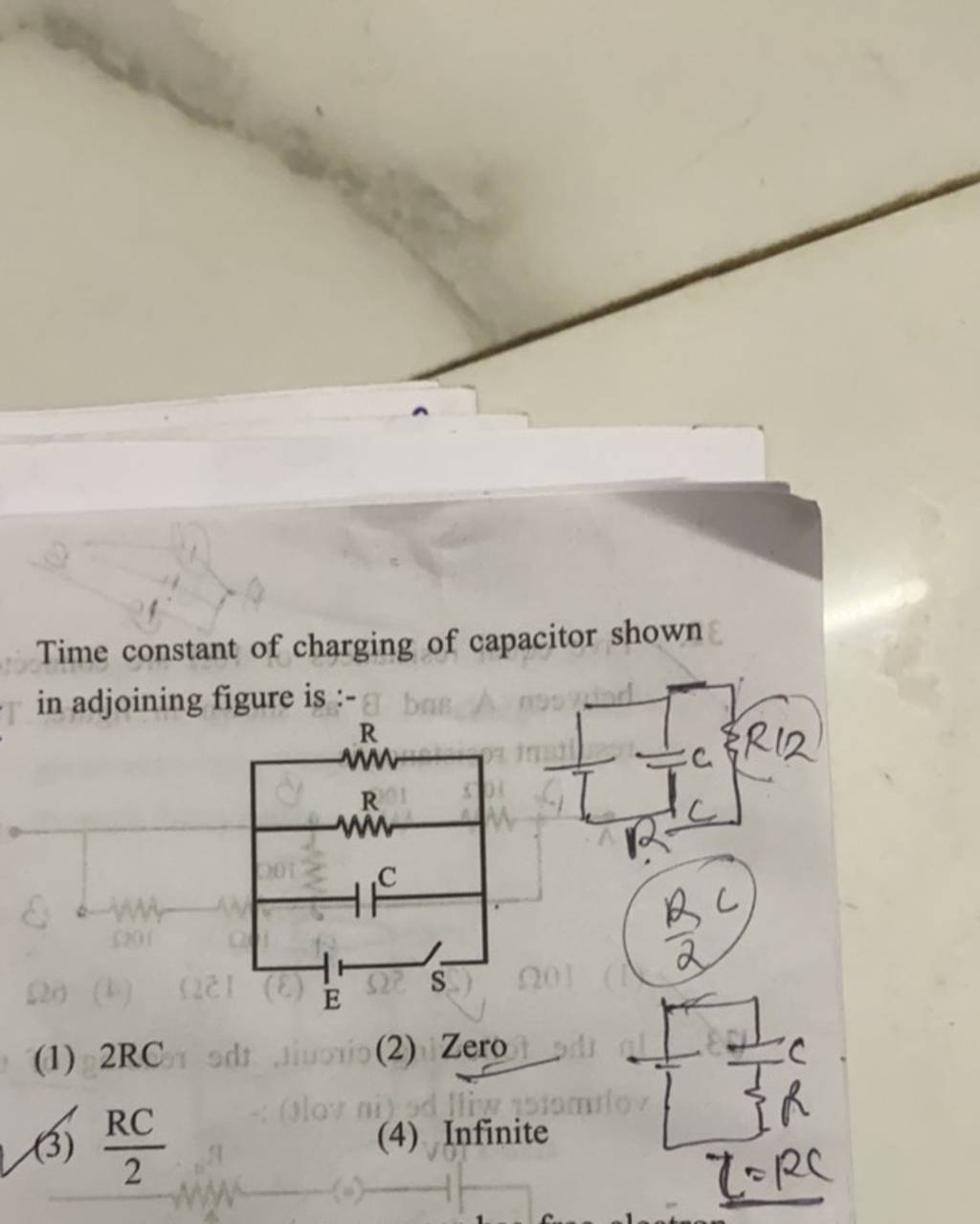 Time Constant Of Charging Of Capacitor Shown In Adjoining Figure Is 6061