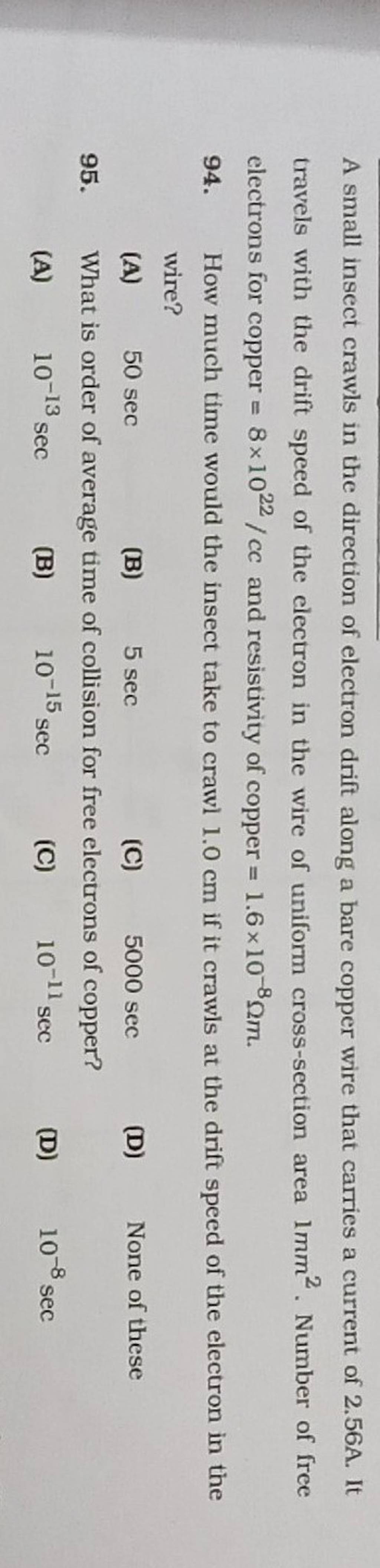 what-is-order-of-average-time-of-collision-for-free-electrons-of-copper