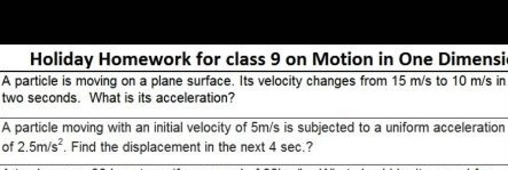 summer holiday homework for class 9 science