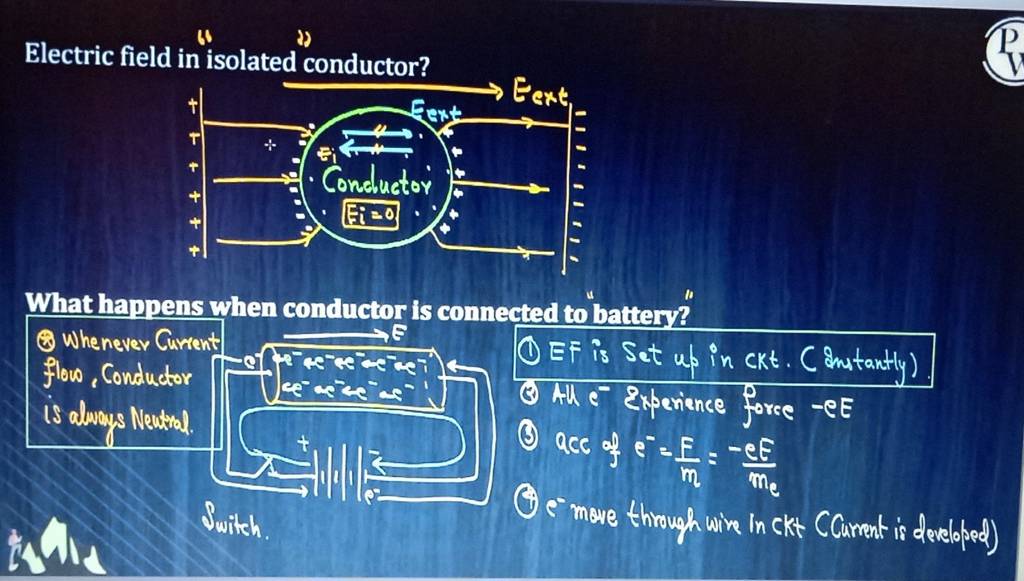 Electric field in isolated conductor? What happens when conductor is conn..