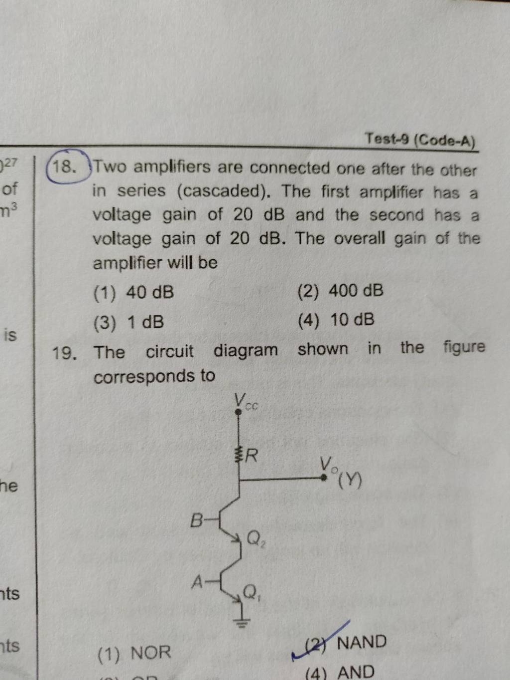 The circuit diagram shown in the figure corresponds to | Filo