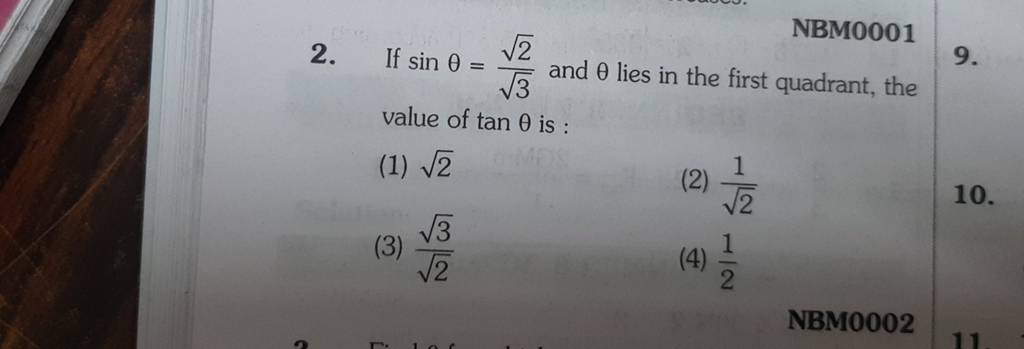 If Sin And Lies In The First Quadrant The Value Of Tan Is