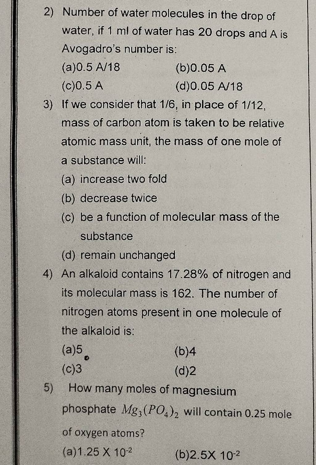 Number of water molecules in the drop of water, if 1ml of water has 20 d..