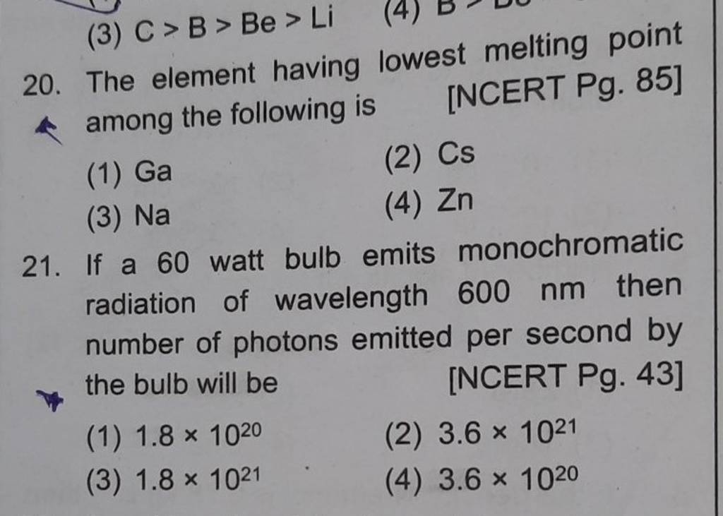 If a 60 watt bulb emits monochromatic radiation of wavelength 600 nm then..
