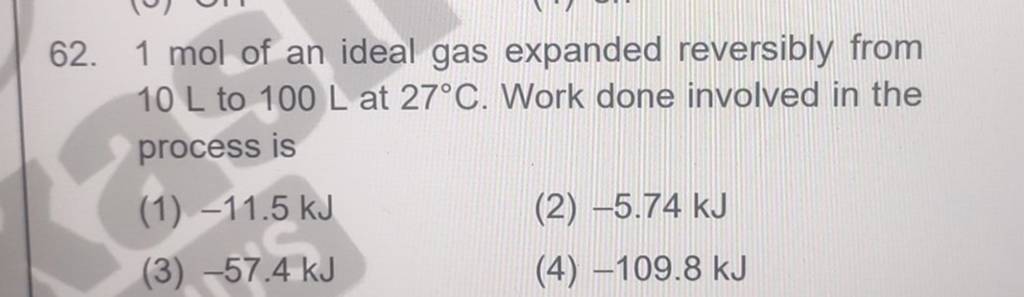 Mol Of An Ideal Gas Expanded Reversibly From L To L At C Wor