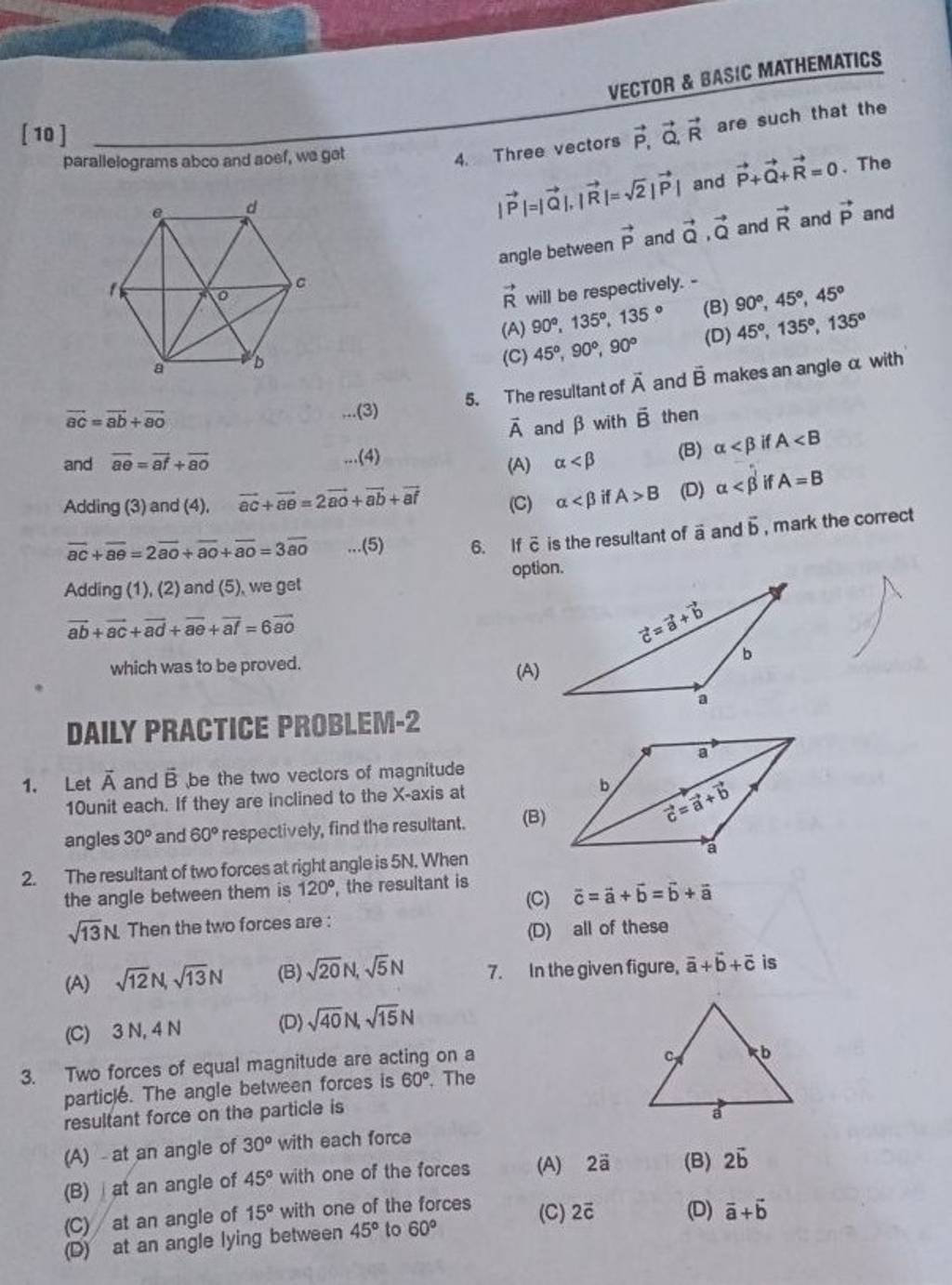 and aθ=af +a0 5. The resultant of A and B makes an angle α with Adding (3..