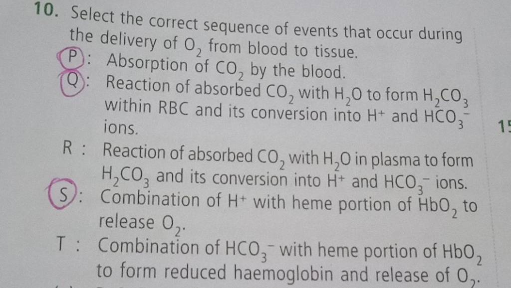 10. Select the correct sequence of events that occur during the delivery