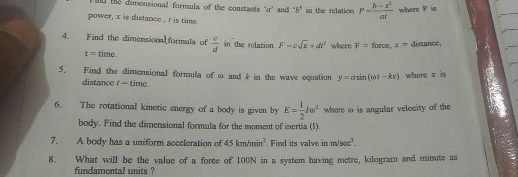 power, x is distance, t is time. 4. Find the dimensional formula of dc i..