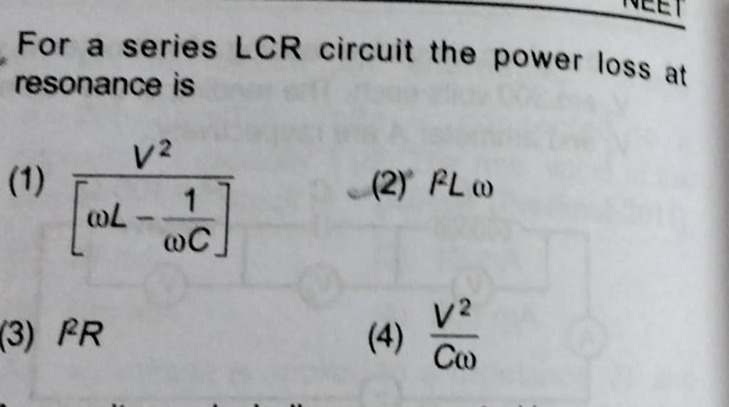 For A Series Lcr Circuit The Power Loss At Resonance Is Filo 9362