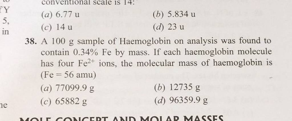 A 100 G Sample Of Haemoglobin On Analysis Was Found To Contain 0 34 Fe By   1656264998329 Dqpfkfus 1529526 