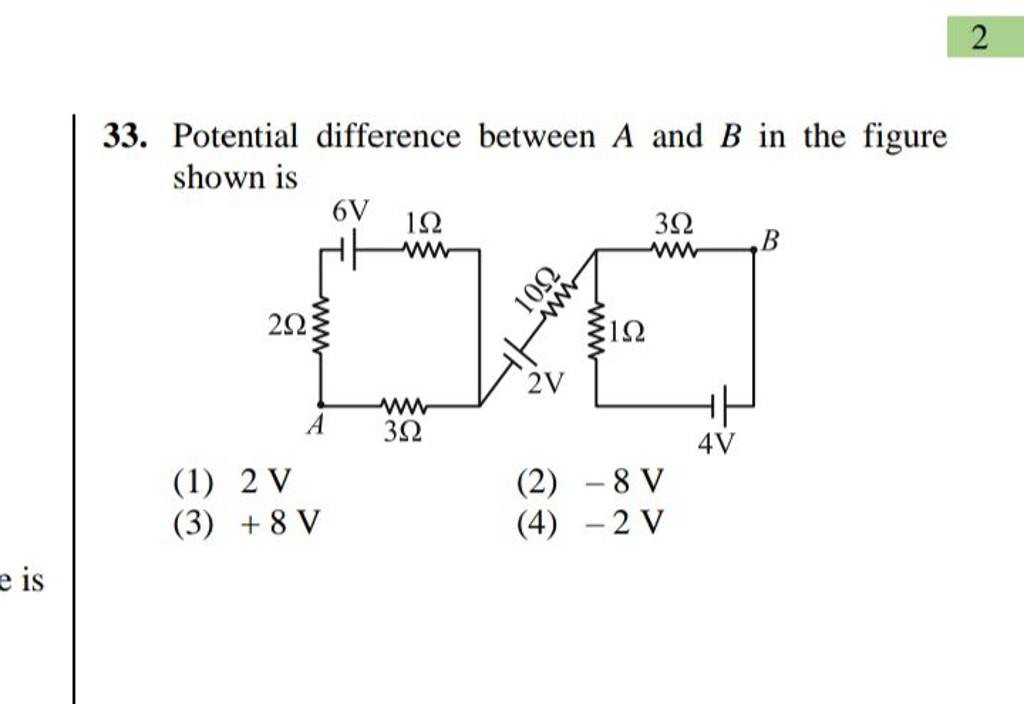 2 33. Potential Difference Between A And B In The Figure Shown Is | Filo