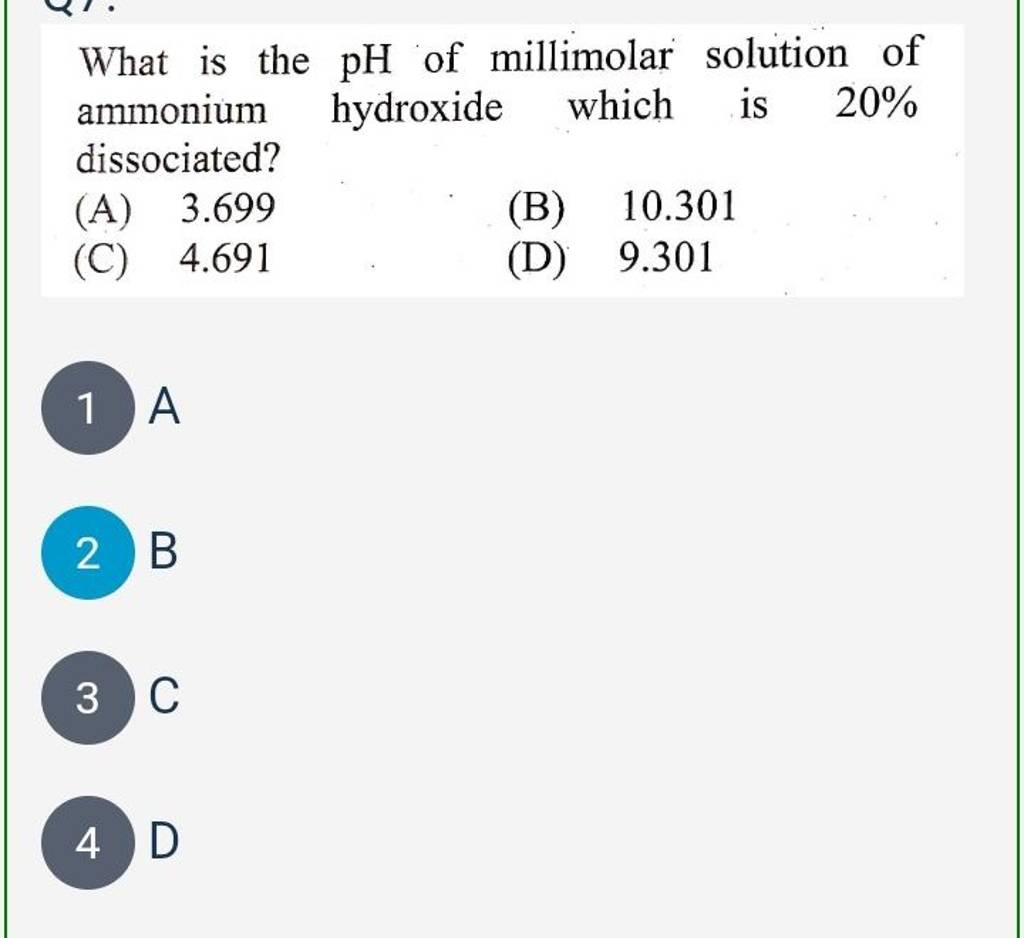 what-is-the-ph-of-millimolar-solution-of-ammonium-hydroxide-which-is-20