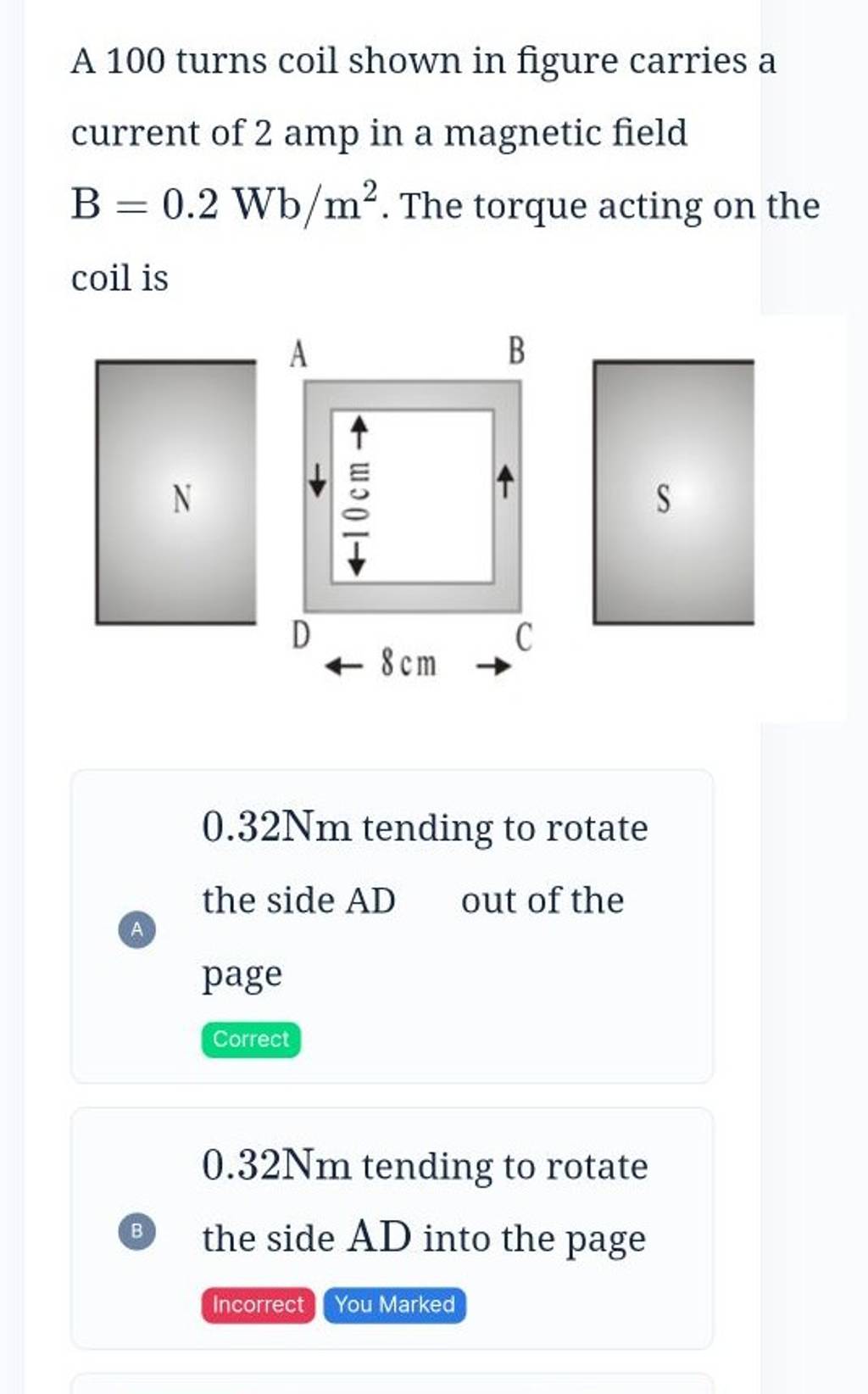 A 100 Turns Coil Shown In Figure Carries A Current Of 2 Amp In A Magnetic..