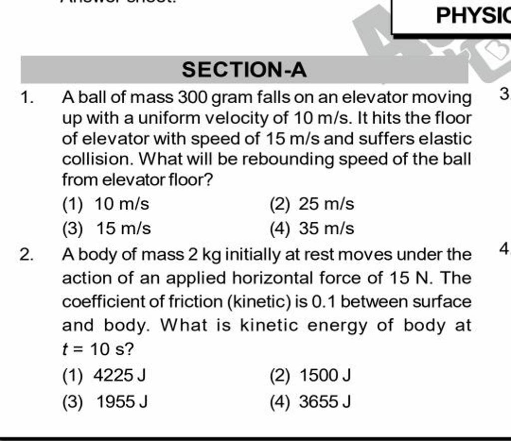 A body of mass 2 kg initially at rest moves under the action of an app