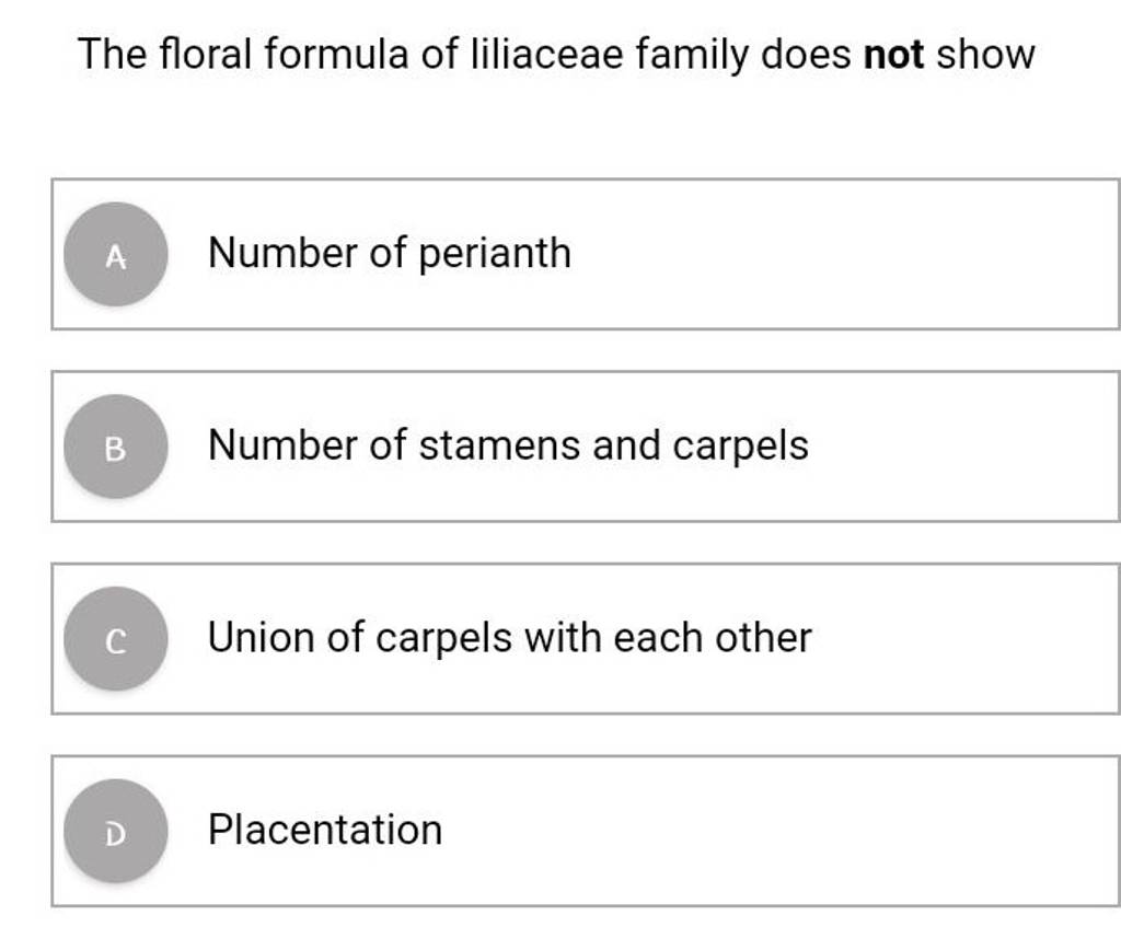 The floral formula of liliaceae family does not show Filo