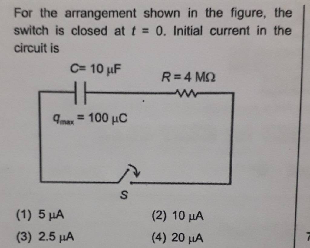 For the arrangement shown in the figure, the switch is closed at t=0. Ini..