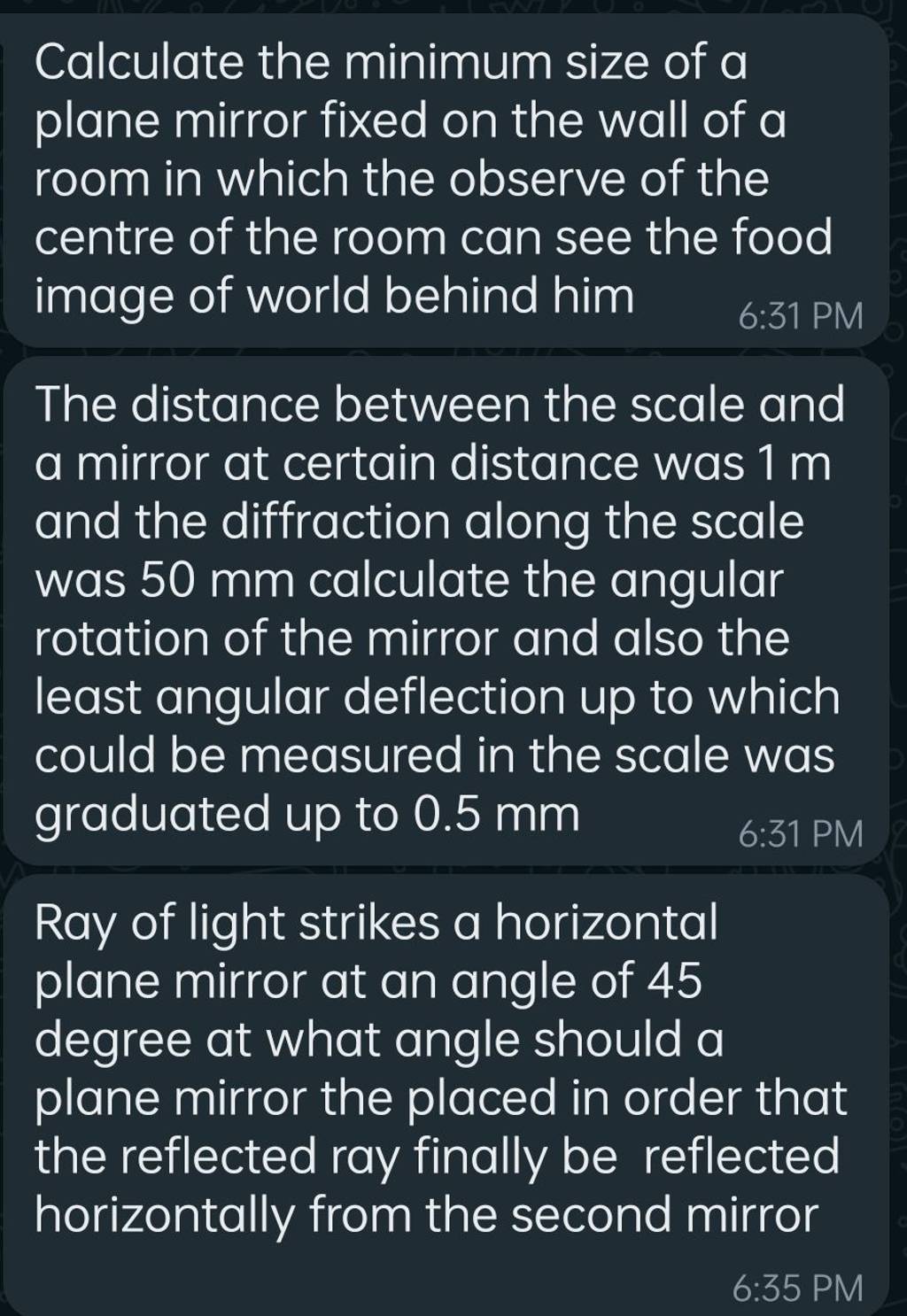 Calculate the minimum size of a plane mirror fixed on the wall of a room